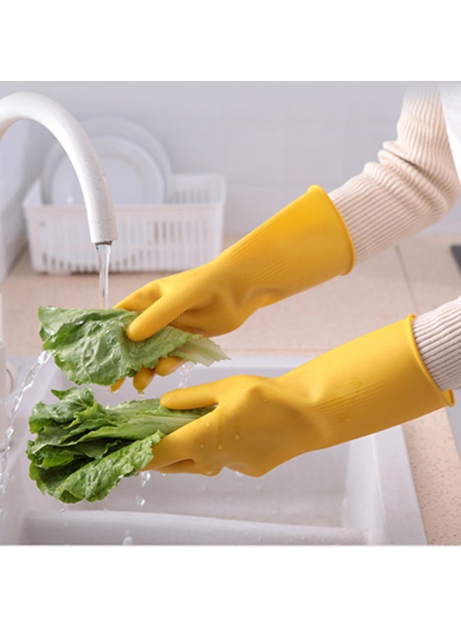5 pairs of 10-count multi-purpose protective gloves, waterproof and oil-resistant with long sleeves. Ideal for household use, kitchen tasks, dishwashing, cleaning, oil spill cleanup, gardening, construction work, and more. Yellow, size L. - Image 5